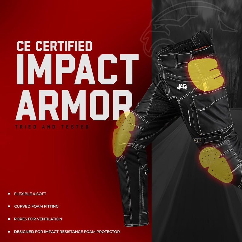 JAG Motorcycle Protective Pants - Dual Sport Motocross Pants, with Armor Impact Protection & Water Resistant Cordura Fabric - Image 3